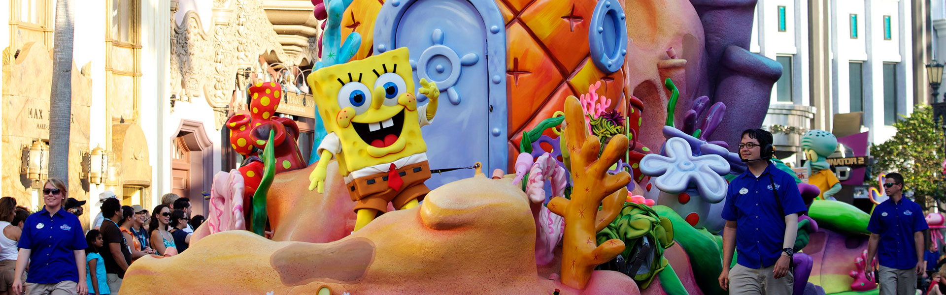 SpongeBob SquarePants on a pineapple parade float